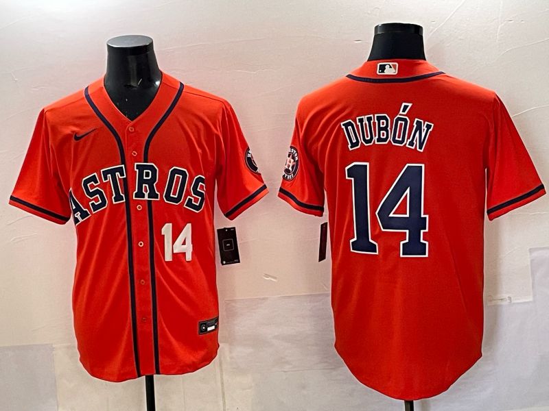 Men 2025 Houston Astros #14 Dubon Orange Nike MLB Jersey 01->houston astros->MLB Jersey